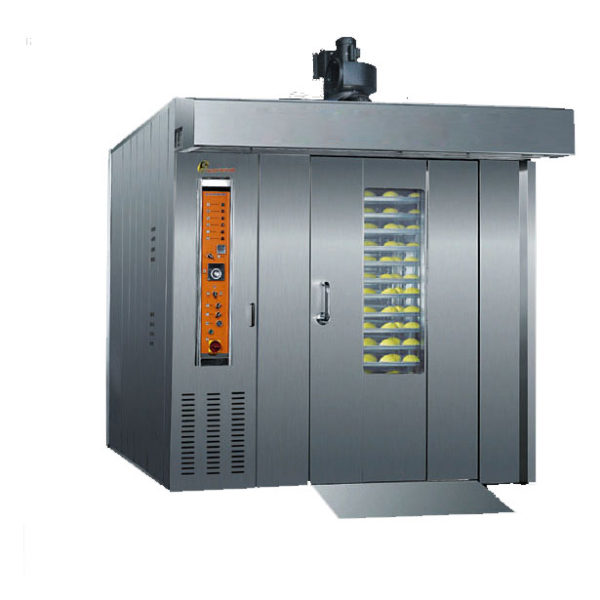 Industrial rotary rack oven and rotating bakery baking equipment,64 trays,2 trolleys,Gas,380V/50Hz,5.2Kw