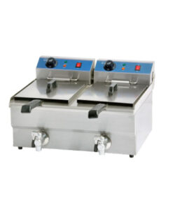 Double Tanks Electric Fryer with Tap 10+10Liters