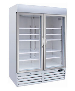 Double Door Upright Freezer On Wheels Commercial Glass Door Freezer