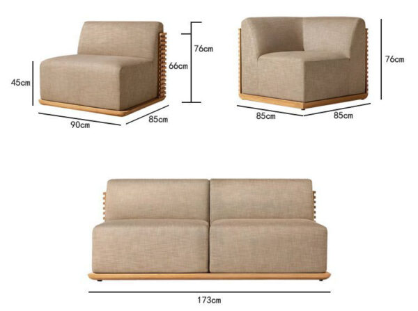 Teak Wood Villa Sofa Hotel Rainproof Patio Solid Wood Sofa Furniture