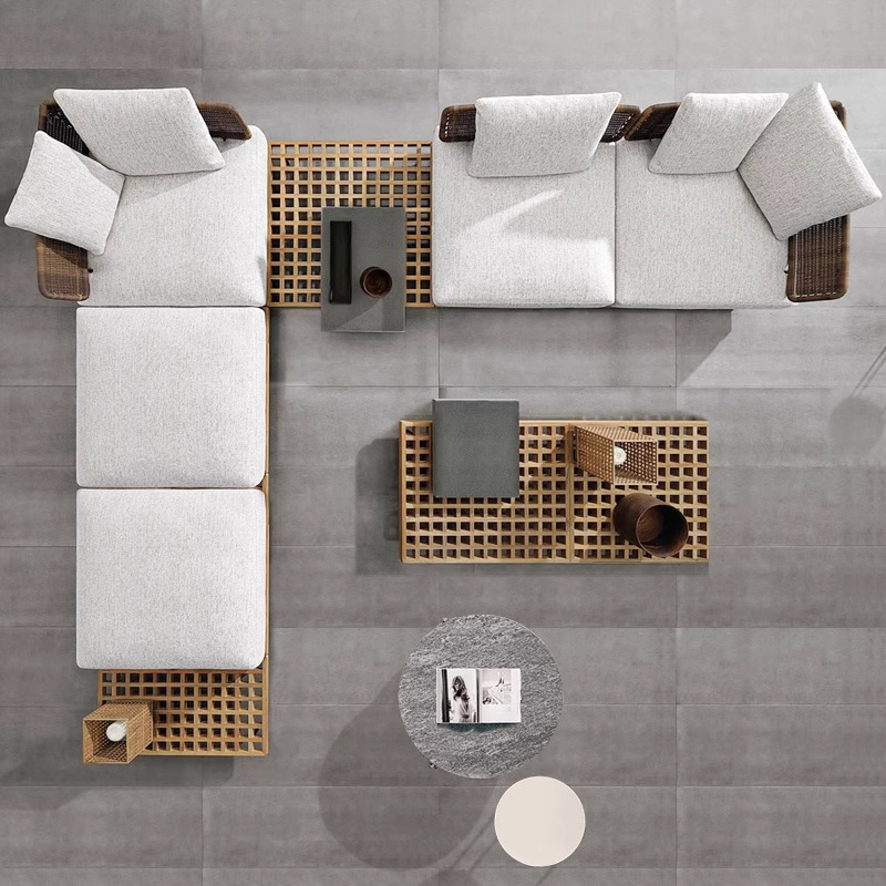 Villa Furniture Hotel Luxurious Patio Teak Wood Sofa 