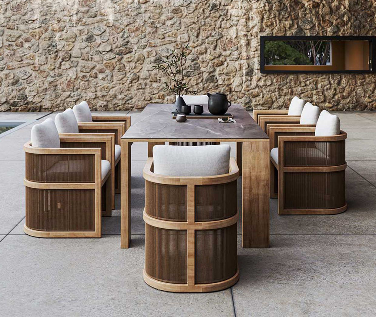 Courtyard Table And Chair Hotel Villa Aluminium Outdoor Furniture