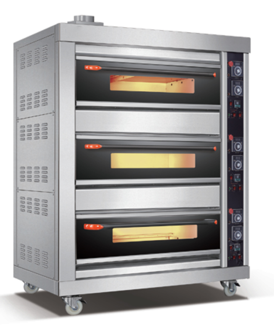 Cake baking oven industrial gas deck oven toast bakery equipmet,3 layers,6 trays,220V/50Hz,mechanical control,classsic model