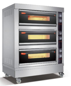Electric baking oven commercial bakery equipment 3 deck 6 tray,19.8Kw,380V/50Hz,Heating by infrared rays, evenly heat, auto alarming and timer,ideal for Biscuits,Cakes, Pizzas, Breads,Toasts,Bun