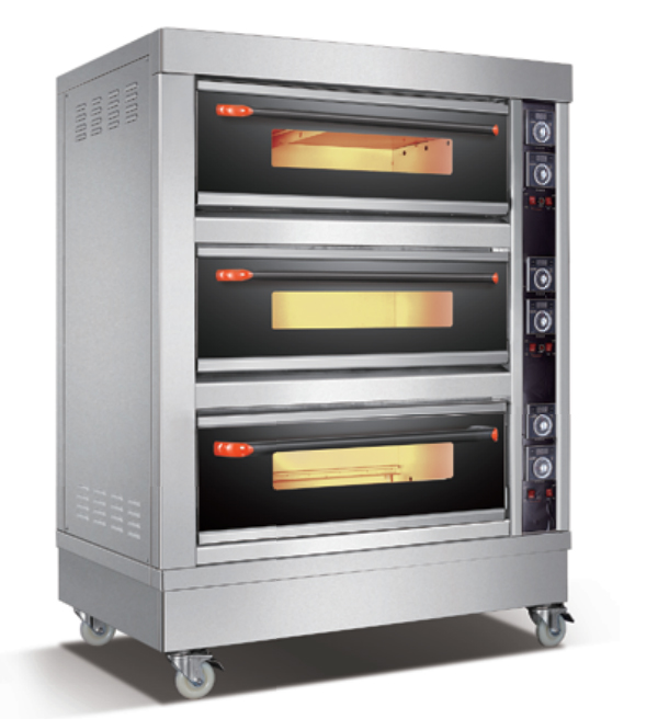 Electric baking oven commercial bakery equipment 3 deck 6 tray,19.8Kw,380V/50Hz,Heating by infrared rays, evenly heat, auto alarming and timer,ideal for Biscuits,Cakes, Pizzas, Breads,Toasts,Bun
