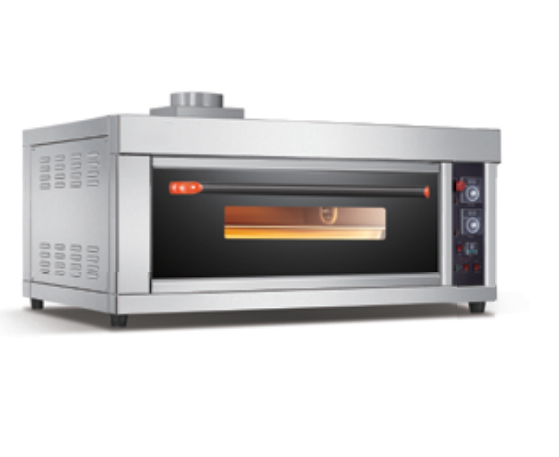 Gas deck oven Small bread bakery equipment,suitable for small scale bakeries,restaurant,cafe,and home kitchen,1 layer 2 trays,220V,mechanical control