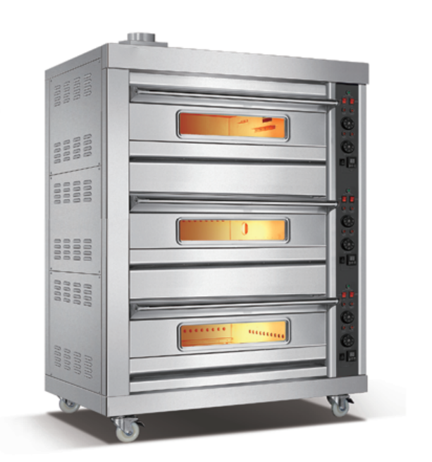 Industrial oven for baking gas bread bakery equipment for sale,suitable for bakeries,restaurant,cafe,and commercial kitchen,3 layer 3 trays,220V,mechanical control,economic