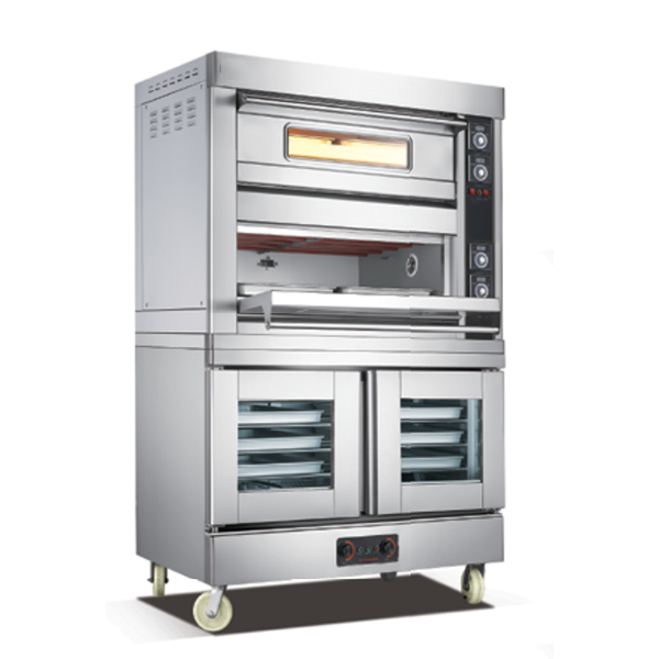 Industrial ovens for baking electric heating cake bakery equipment,electric 2 deck 4 trays oven+5 decks 10 trays proofer combined,16Kw