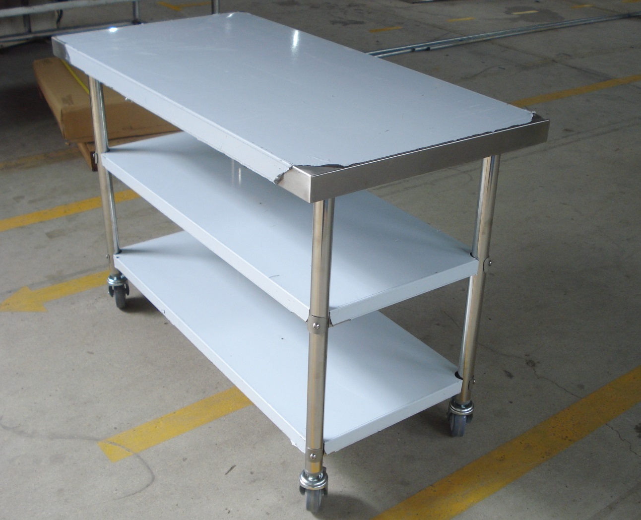 Restaurant work table mobile food prep stainless steel work counter