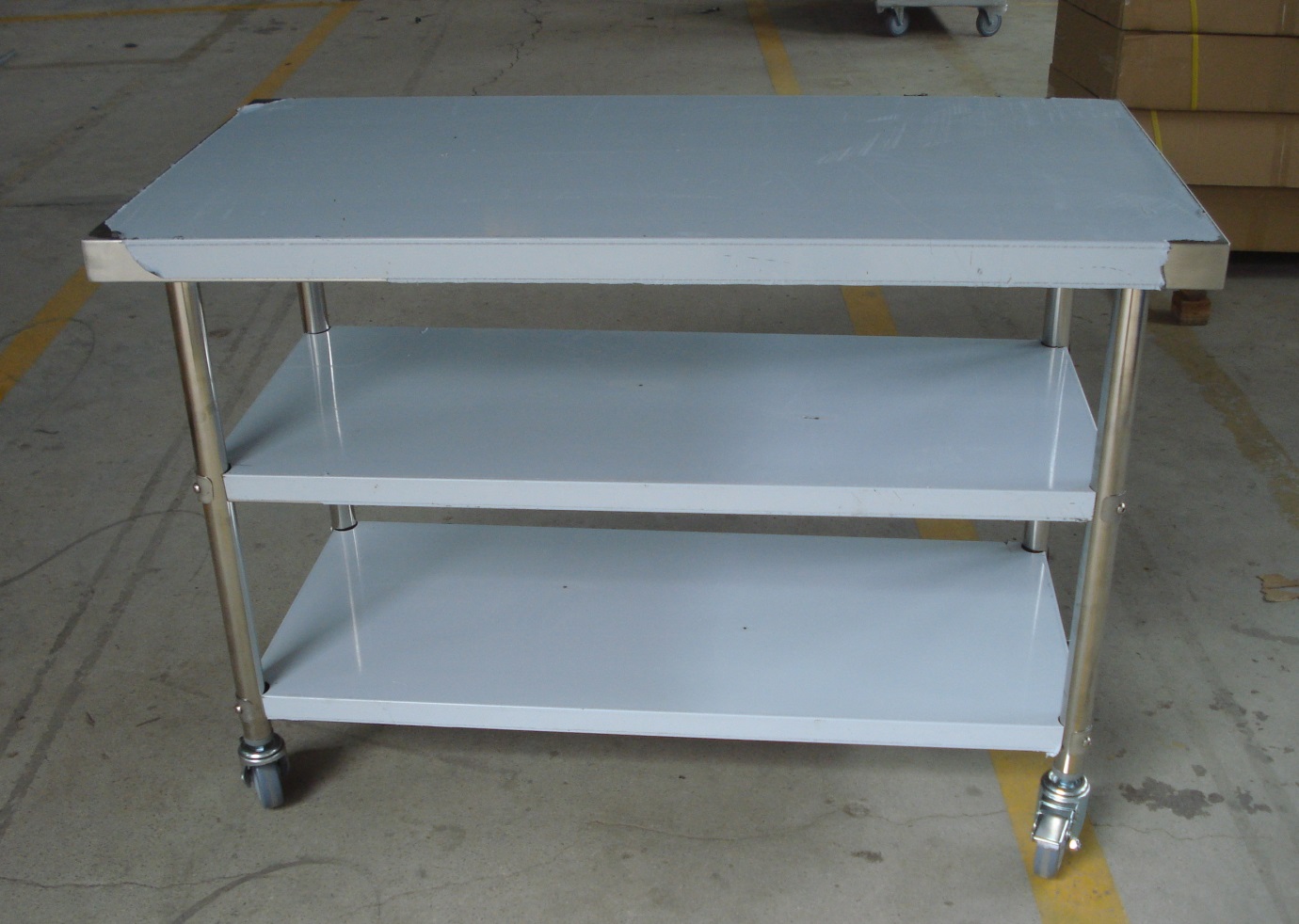 Restaurant work table mobile food prep stainless steel work counter