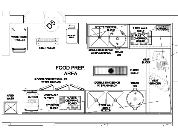 Food preb. area-Catering kitchen design Restaurant commercial kitchen layout2